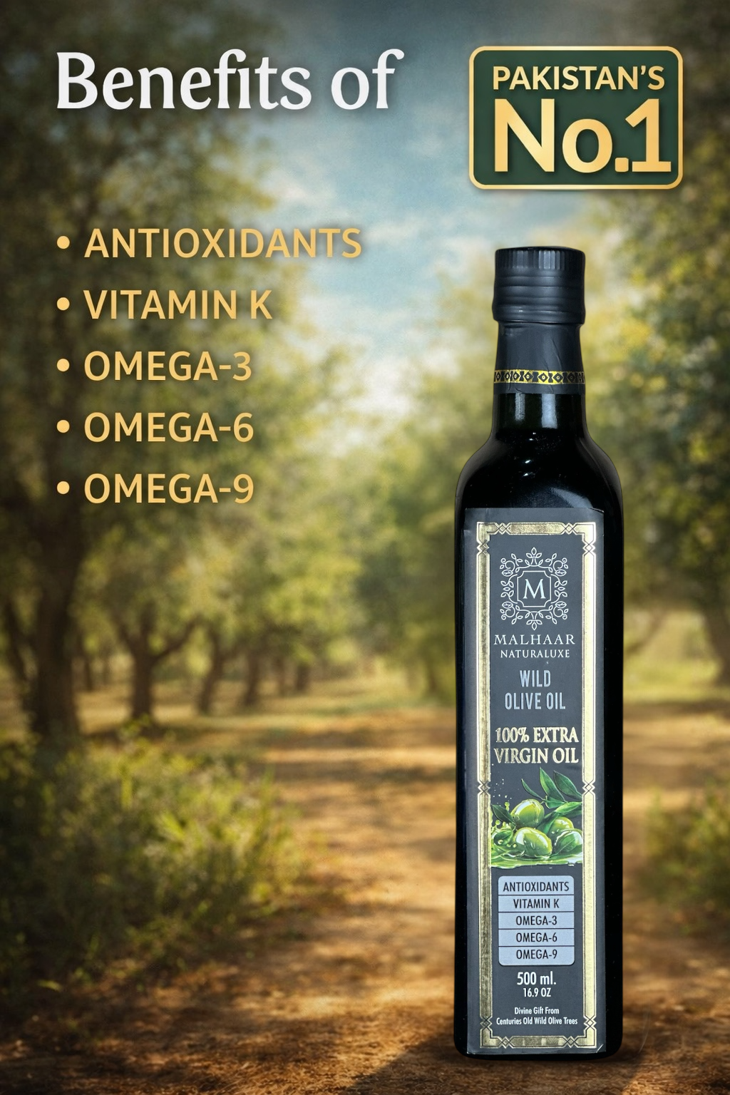 Naturaluxe Wild Olive Oil – 100% Wild Extra Virgin.